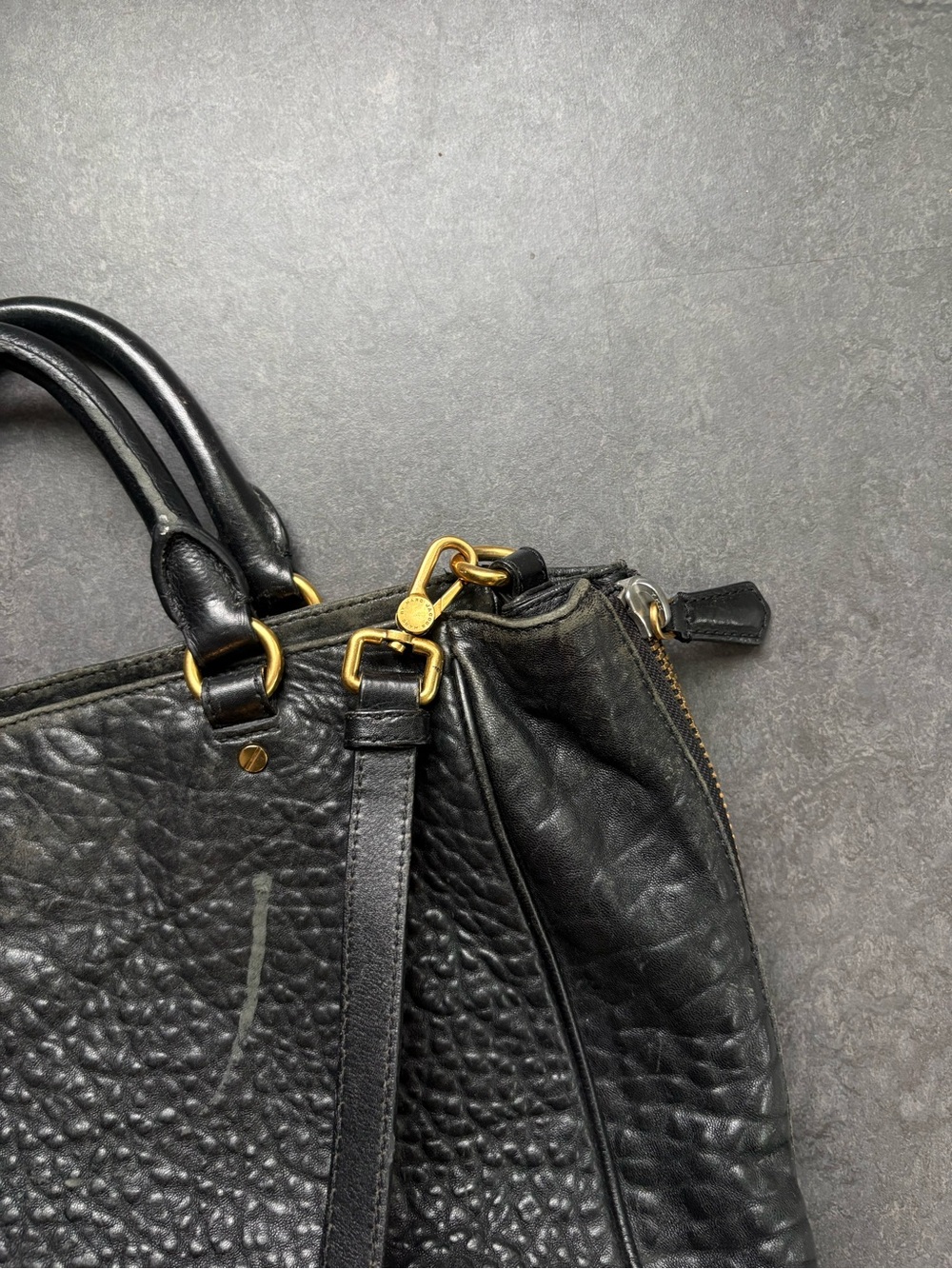 Marc by Marc Jacobs Black Leather Tote with Gold Hardware - Picture 4 of 6